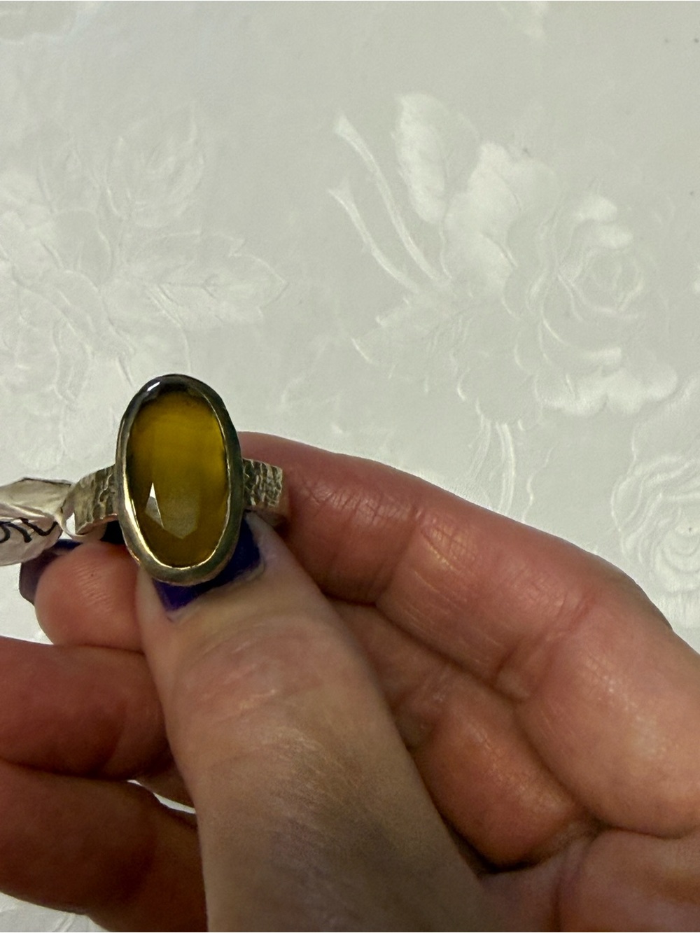 NWT Size 7 Sterling Ring with Oval Amber Yellow Stone